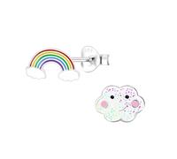 Monkimau Boucles d'oreilles pour filles arc-en-ciel, boucles d'oreilles en argent sterling 925, boucles d'oreilles pour enfants hypoallergéniques