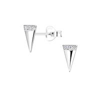Monkimau Boucles d'oreilles triangulaires, clous d'oreilles, bijoux d'oreilles, en argent sterling 925, avec cristaux scintillants, taille du motif env 4 x 9 mm, pour femmes et filles