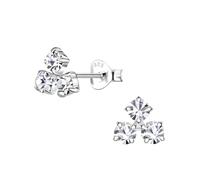 Monkimau Boucles d'oreilles triangulaires en cristal, clous d'oreilles, bijoux d'oreilles, en argent sterling 925, pour femmes et filles, fabriquées à la main, hypoallergéniques