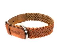 MONKIMAU Collier pour chien en cuir véritable tressé réglable L 45-53 cm