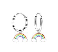 Monkimau Créoles arc-en-ciel pour enfants et filles, boucles d'oreilles, clous d'oreilles, bijoux d'oreilles, en 925, hypoallergéniques et sans nickel, taille du motif 10 mm x 6 mm
