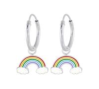 Monkimau Créoles arc-en-ciel pour enfants et filles, boucles d'oreilles, clous d'oreilles, bijoux d'oreilles, en 925, hypoallergéniques et sans nickel, taille du motif 10 mm x 6 mm
