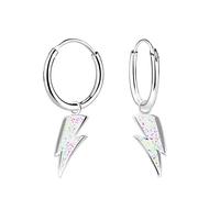 Monkimau Créoles éclair pour enfants et filles, Boucles d'oreilles, clous d'oreilles, bijoux d'oreilles, en 925, hypoallergéniques et sans nickel, taille du motif 5 mm x 10 mm