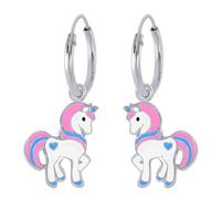 Monkimau Créoles licorne pour enfants et filles, Boucles d'oreilles, clous d'oreilles, bijoux d'oreilles, en 925, hypoallergénique et sans nickel, taille du motif 10 mm x 12 mm