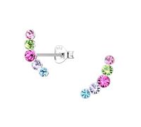 Monkimau Cristaux en forme d'arc Enfants et filles, Boucles d'oreilles, clous d'oreilles, bijoux d'oreilles, en 925, hypoallergénique et sans nickel, avec cristaux scintillants