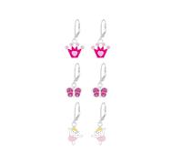 Monkimau Ensemble de bijoux pour enfants avec motif rose en argent sterling 925, Ensemble de boucles d'oreilles, Ensemble de bijoux pour filles