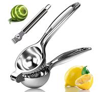Monkkino Presse-citron, presse-agrumes, presse-agrumes, presse-agrumes à main, presse à citron en métal, outil de barre presse-citron vert, presse-agrumes manuel avec zesteur en acier inoxydable
