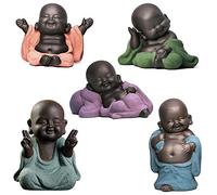 MonLiya 5 styles de jolies statues de Bouddha petit moine en céramique Sculpture de Bouddha Feng Shui Ornements Décoration de la maison