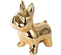 MonLiya Jolie tirelire en forme de bouledogue doré - Décoration d'intérieur - Statue en céramique faite à la main - Décoration d'intérieur - Cadeau d'anniversaire à collectionner - Doré