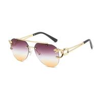 monmandi New rimless Leopard-head sunglasses for women and men with double beams and trimmed frog glasses (as the picture4)
