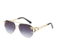 monmandi New rimless Leopard-head sunglasses for women and men with double beams and trimmed frog glasses (as the picture1)