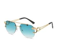monmandi New rimless Leopard-head sunglasses for women and men with double beams and trimmed frog glasses (as the picture6)