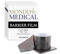 MonMed Distributeur de film barrière et de film - 1200 feuilles de ruban adhésif noir barrière médicale, 10,2 x 15,2 cm