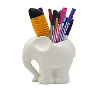 MONMOB Pot à crayons en céramique Blanc, Style Jardin, Contenant pour plantes et stylos, Forme d'éléphant, 29,7 cm de hauteur, 21,6 cm de largeur, 10,3 cm de longueur