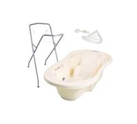 MonMobilierDesign Baignoire bébé avec réducteur intégré Jaune + Pied + Tuyau