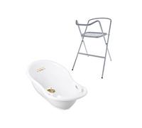 MonMobilierDesign Baignoire bébé thermomètre Blanc Biche 86 cm + Pied Blanc G
