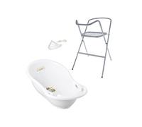 MonMobilierDesign Baignoire bébé thermomètre Blanc Elephant 86 cm + Pied + Tuyau Blanc G