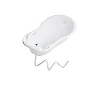 MonMobilierDesign Baignoire bébé thermomètre Blanc Lapin 86 cm + Tuyau Blanc, Blanc G
