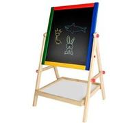 MonMobilierDesign BOARD Tableau en bois double face avec craies, marqueur et éponge G