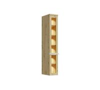 MonMobilierDesign CANDY Vitrine avec LED 6 étages 25x153 cm en bois design moderne épuré Blanc cassé Blanc cassé G