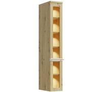 MonMobilierDesign CANDY Vitrine avec LED 6 étages 25x153 cm en bois design moderne épuré Blanc cassé Blanc cassé G