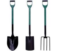 GARDEN Lot d'outils de jardinage Pelle ronde + fourche à bêcher + bêche