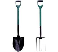 GARDEN Lot d'outils de jardinage Pelle ronde + fourche à bêcher