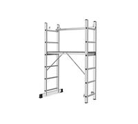 MonMobilierDesign HIGH Echelle 2 plans en aluminium modulable échafaudage escabeau plateforme de travail 6 marches G
