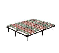 MonMobilierDesign KEPT Sommier à lattes ergonomique avec plots de soutien 200x200 cm avec pieds Noir