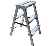 MonMobilierDesign MTRA Escabeau double marchepied en aluminium 3 marches Gris G