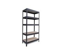 MonMobilierDesign REGAL Étagère design industriel charges lourdes jusqu'à 600 kg Noyer clair Noir