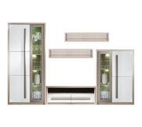 MonMobilierDesign ROMA Ensemble de meubles de salon 2 armoires vitrines 2 étagères et 1 meuble TV G