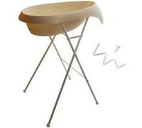 MonMobilierDesign TEGGI Baignoire ergonomique bébé avec thermomètre Beige + Pied + Tuyau Beige G