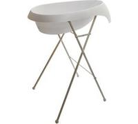 MonMobilierDesign TEGGI Baignoire ergonomique bébé avec thermomètre Blanc + Pied Blanc G