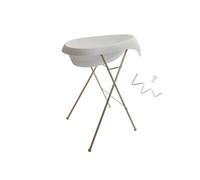 MonMobilierDesign TEGGI Baignoire ergonomique bébé avec thermomètre Blanc + Pied + Tuyau Blanc G