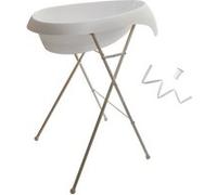 MonMobilierDesign TEGGI Baignoire ergonomique bébé avec thermomètre Blanc + Pied + Tuyau Blanc G