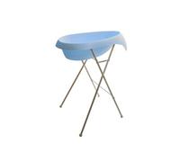 MonMobilierDesign TEGGI Baignoire ergonomique bébé avec thermomètre Bleu + Pied Bleu G