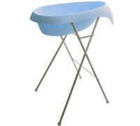 MonMobilierDesign TEGGI Baignoire ergonomique bébé avec thermomètre Bleu + Pied Bleu G