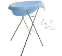 MonMobilierDesign TEGGI Baignoire ergonomique bébé avec thermomètre Bleu + Pied + Tuyau Bleu G