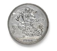 Monnaie Ancienne Britannique, pièces Anciennes pour collectionneurs, pièce en Argent, souverain d'or de Grande-Bretagne, Pièce de Collection, Monnaie Antiques Royaume-Uni (1902 Crown)