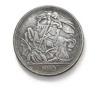 Monnaie Ancienne Britannique, pièces Anciennes pour collectionneurs, pièce en Argent, souverain d'or de Grande-Bretagne, Pièce de Collection, Monnaie Antiques Royaume-Uni (1910 Crown)