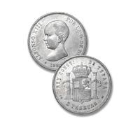 Monnaies Anciennes espagnoles, pièces de Collection Monnaie Antique Or Espagne, Monnaie Argent française, pièces Anciennes pour collectionneur (Alfonso XIII 5 Pesetas 1890)
