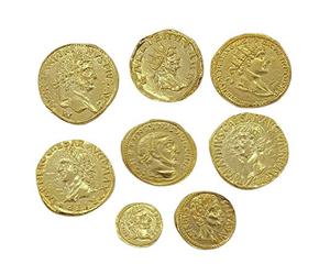 Monnaies Antiques Romaines plaqué Or - Set 8 pièces-Reproduction Artisanale