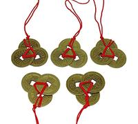 Monnaies Chinoises,Fortune Coins Chinoises 5 Styles Chines Feng Shui Pièces Anciennes I-Ching Porte-Bonheur Chinois avec Ficelle Rouge pour Richesse et Réussite Decoration,1 Pouce