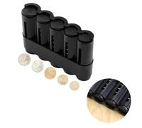 Monnayeur Pièces Euro,5 Compartiments Rangement des Pièces,Boîte à Monnaie Portable avec Ressort,Range Pièces pour 2€ 1€ 50c,Distributeur de Pièces pour Caisse Serveur Chauffeur (Noir)