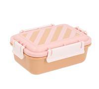 Monnëka Boîte a Déjeuner Bento 900ml - Idéale pour Déjeuners Équilibrés, Lunch Box Bento Avec Compartiment pour Fruits et Fourchette Incluse, Étanche et 100% Libre de BPA - Stripes Pink