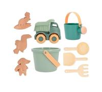 Monnëka Set de Jouets de Plage | Jouets de Sable Écoresponsables et Sûrs dès 6 Mois, Kit avec Seau, Pelles, Râteau, Arrosoir et Camion, Léger et Facile à Transporter pour la Plage ou Le Jardin |