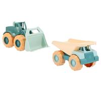 Monnëka Set Engins de Chantier Enfant | Camion Benne + Excavatrice de Plage | Jouets Résistants pour Sable et Eau | Développe Motricité et Jeu Symbolique dès 6 Mois | Vert