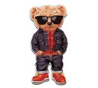 Mono-Quick Animal ours avec des lunettes - Ecusson Thermocollant Patches Appliques, Taille: 8,6 x 4,1 cm