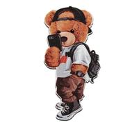 Mono-Quick Animal ours avec un téléphone - Ecusson Thermocollant Patches Appliques, Taille: 8,6 x 4,3 cm